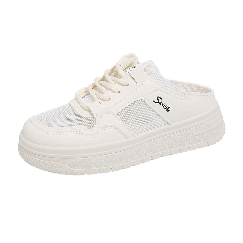 Ddmysports Summer New Half Slip White For Women Mesh Breathable Student Sneakers Casual Shoes With Height Increase P Outdoor Shoes