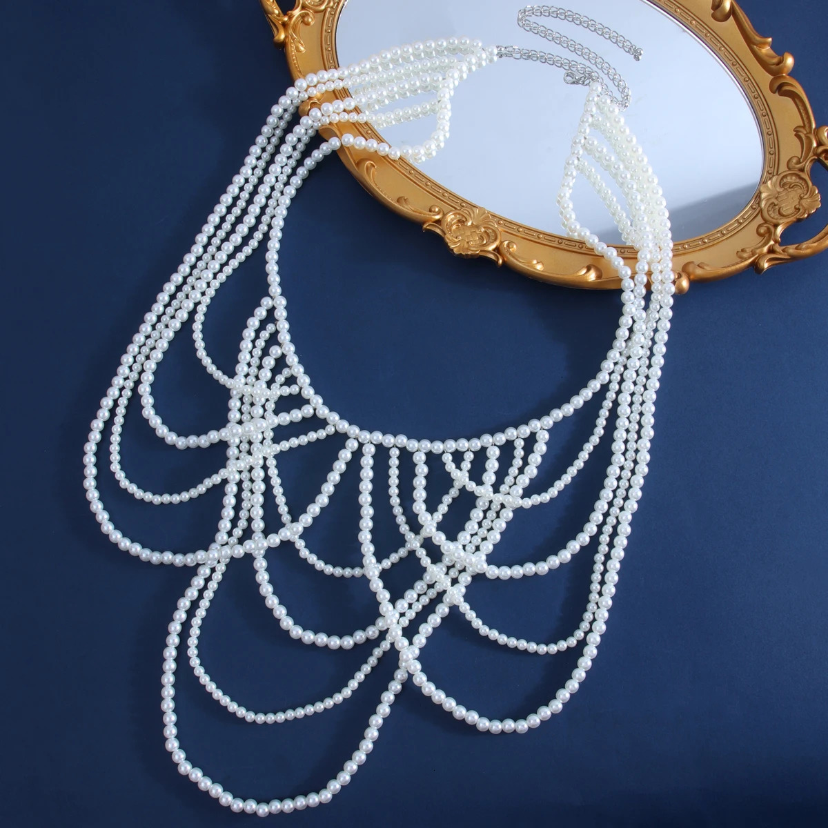 Fashionable multi-layer tassel retro style pearl waist chain banquet charm womens body chain jewelry 250610