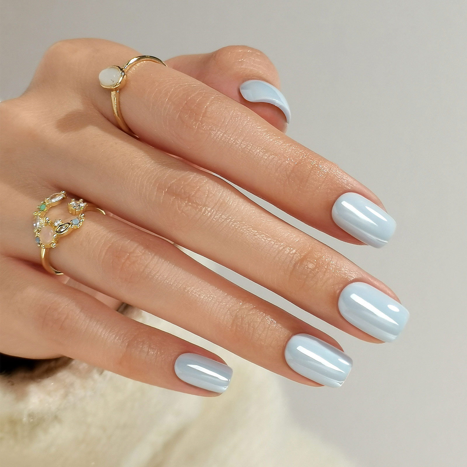 Soft Gel Blue Chrome Nail Art Kit Squared Shaped Stickers | Perfect For All Skin Tones