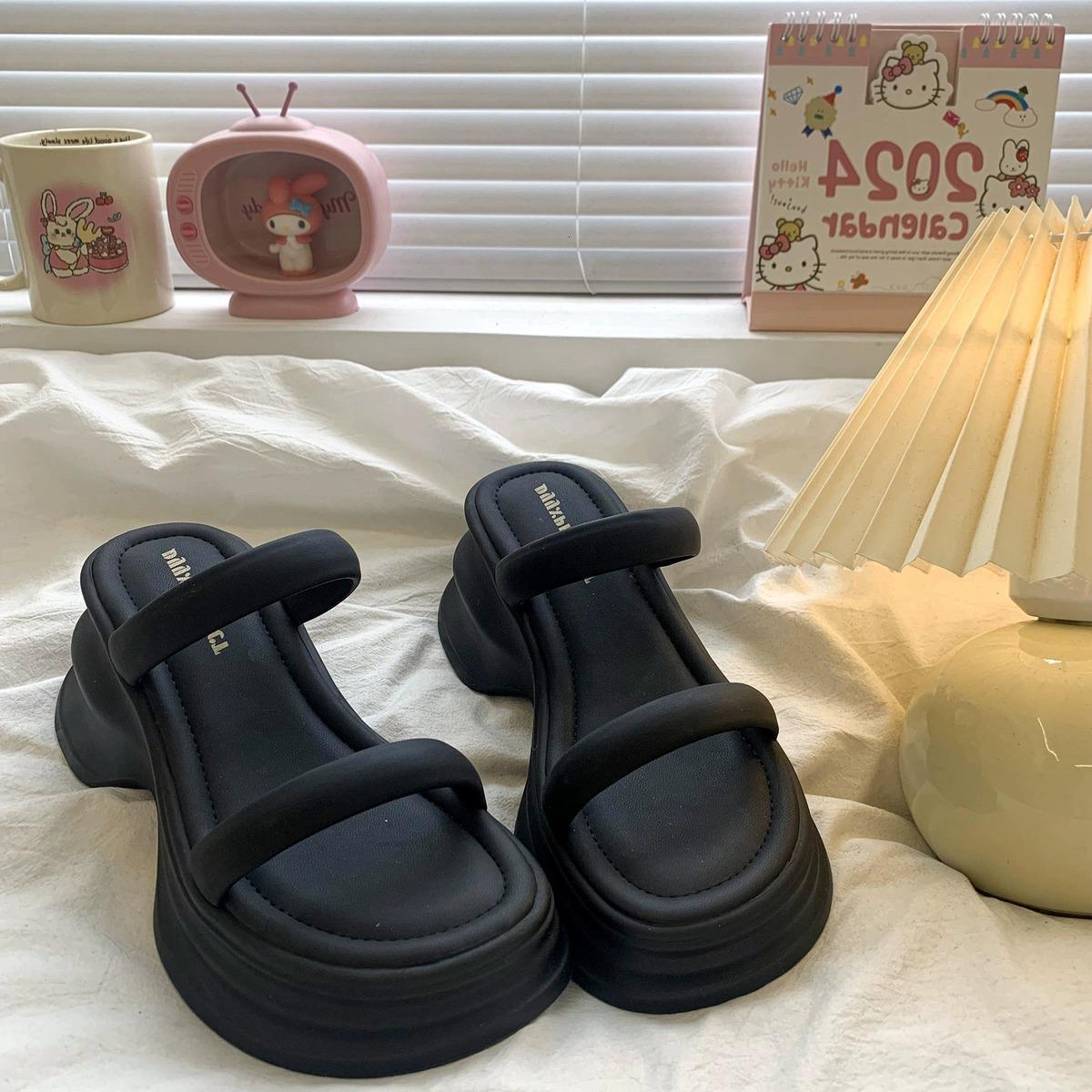 Ddmyoutdoor Platform Height Increasing One Strap Sandals For Women Summer New Fashionable Versatile Casual Comfortable Slippers Trendy Outdoor Shoes