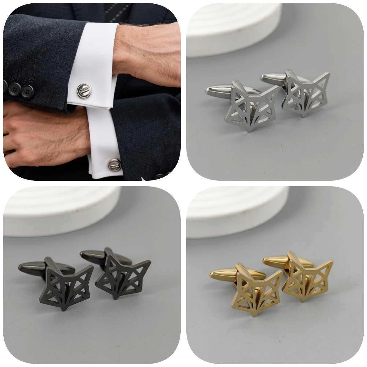 A pair of gold-plated cufflinks black mens cufflink shirt buttons mens suit accESSory set exquisite suit giftsXJ250614