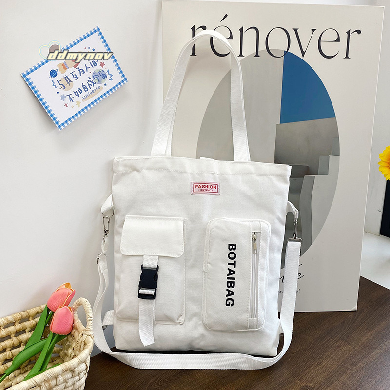 Minimalist Canvas Bag for Women, Large Capacity Tutoring Student Pencil Shoulder Bag, Multifunctional Handbag ddmynov