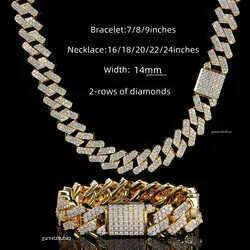 Stock Iced Out Vvs Bracelet Sier Bling Moissanite Dia Cuban Link Chain Hip Hop Men Jewelry Necklace