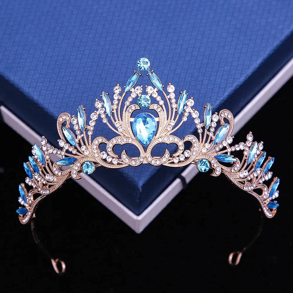 10 Colors Elegant Korean Girls Crystal Tiara For Women Party Wedding Princess Rhinestone Bridal Crown Hair Jewelry