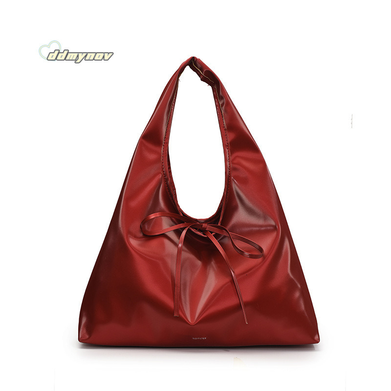 Korean Style Casual Crossbody for Women 2025 Spring New Sweet Simple Underarm Bag with Strap and Bowknot Handbag ddmynov