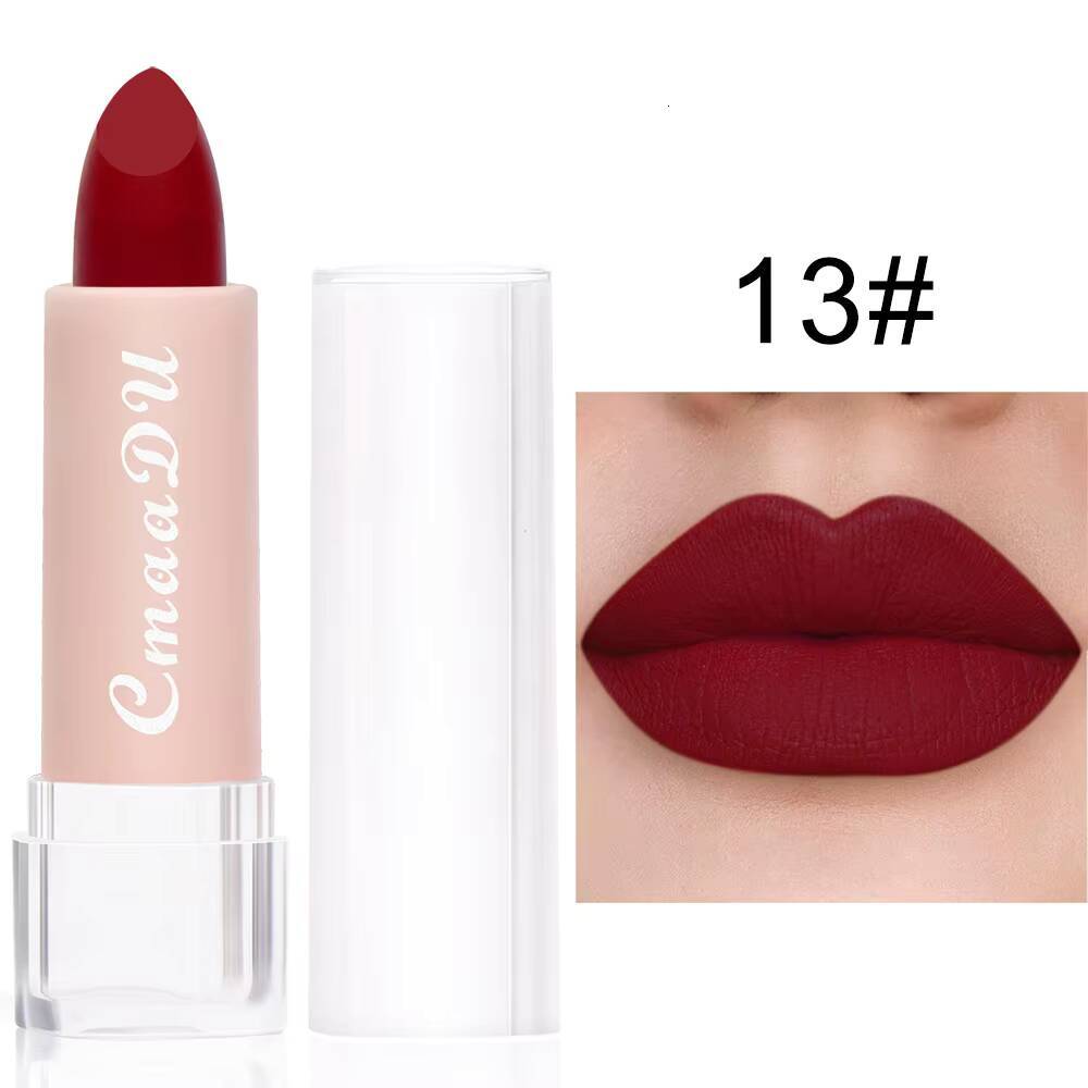 15 Colors Matte Lipsticks Waterproof Long Lasting Sexy Red Stick Makeup Brown Velvet Pigments Lip Tint Profissional Cosmetic happy