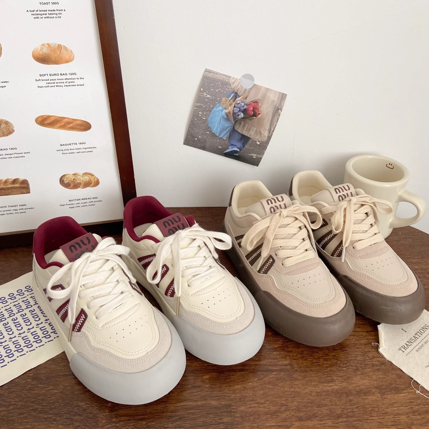 Ddmysports Dexun Thick Soled Sneakers For Women Leather Surface Autumn New Chic Niche Korean Style Low Top Student Sports White Shoes Outdoor Shoes