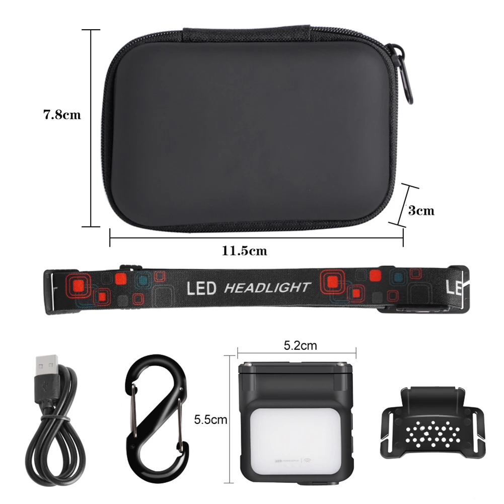 Dual Beam COB LED Headlamp Type-C Charging Cap Hat Light 1200mAh Keychain Light LED 500LM 5 Modes Waterproof for Outdoor Running 250611