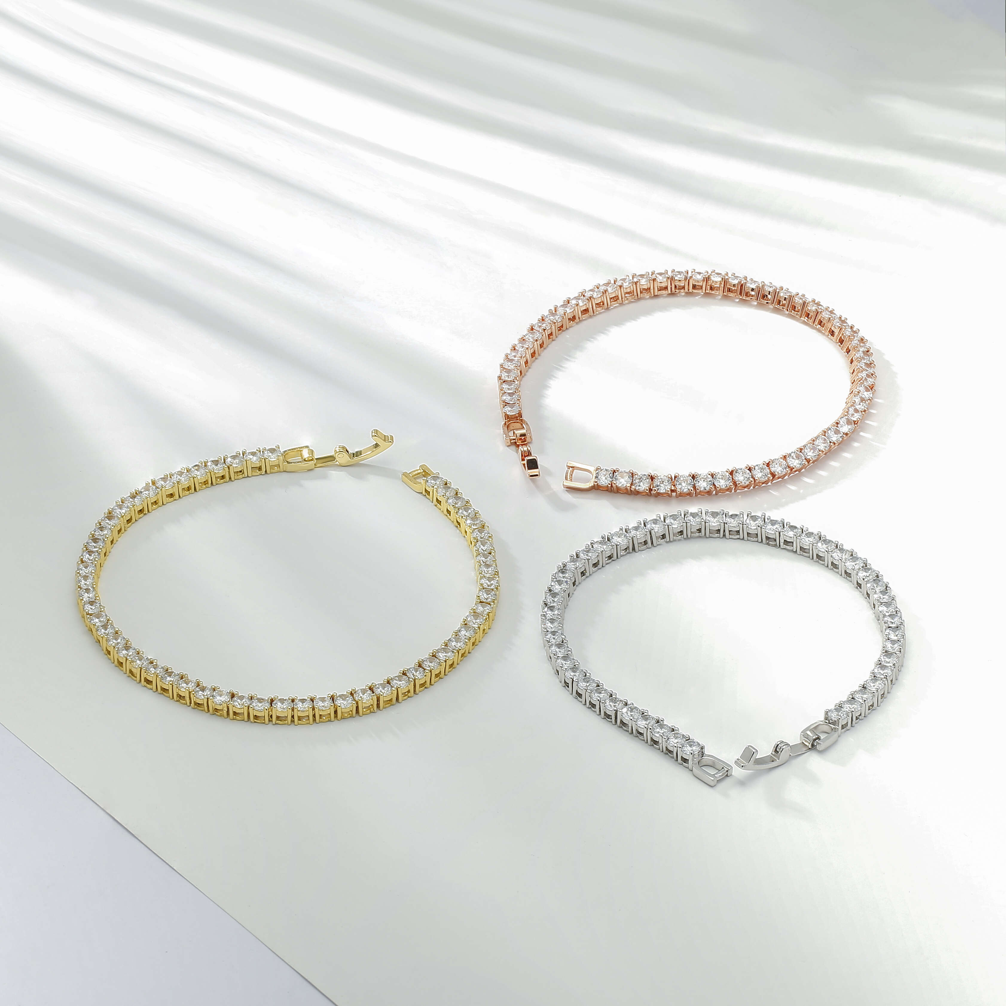 3mm Moissanite Diamond Tennis Bracelet Custom Made Brass Bracelet Silver Plated Zirconia Chain