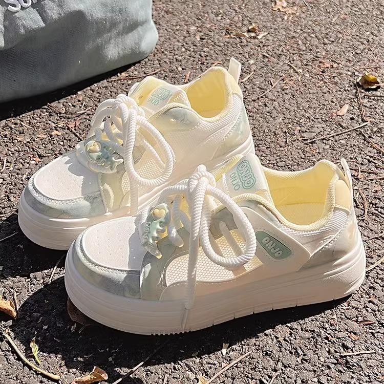 Ddmysports Summer Women S White Sneakers New Breathable Mesh Versatile Niche Bread Thick Sole Sports Board Shoes Outdoor Shoes