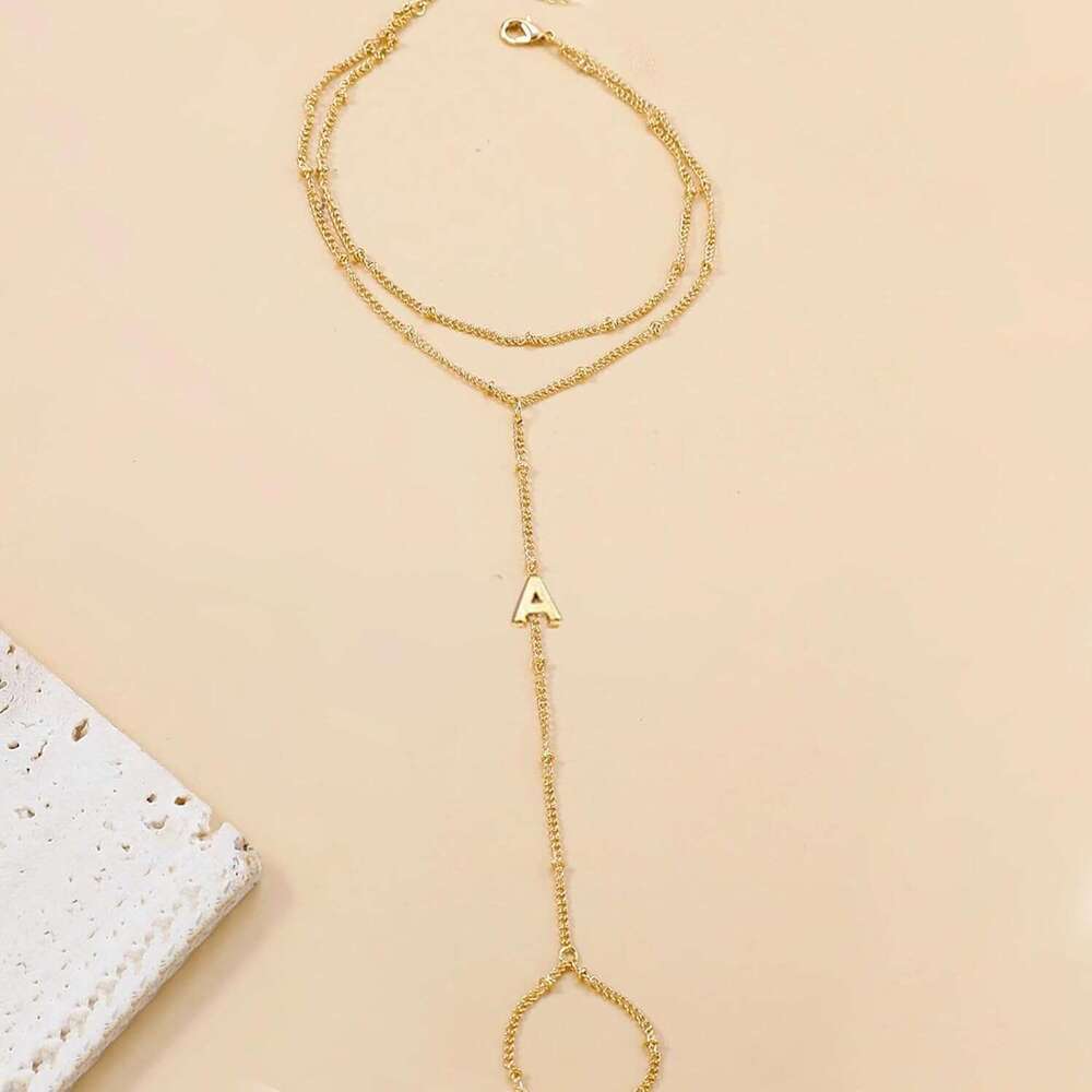 Dainty Gold Initial Bracelets Ring Bracelet Chain Hand Jewelry Gifts for Women Trendy 2025
