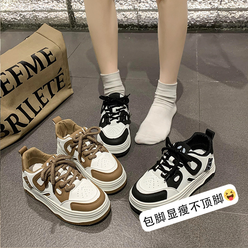 Ddmysports Milad Style Sneakers Super Popular Black And White Panda Spring New Niche Versatile Thick Soled Board Shoes For Women Outdoor Shoes