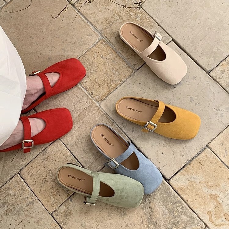Ddmyoutdoor Mary Jane Closed Toe For Women Summer Outdoor Half Slippers Colorful Soft Flat Slip On Mules Trendy Outdoor Shoes