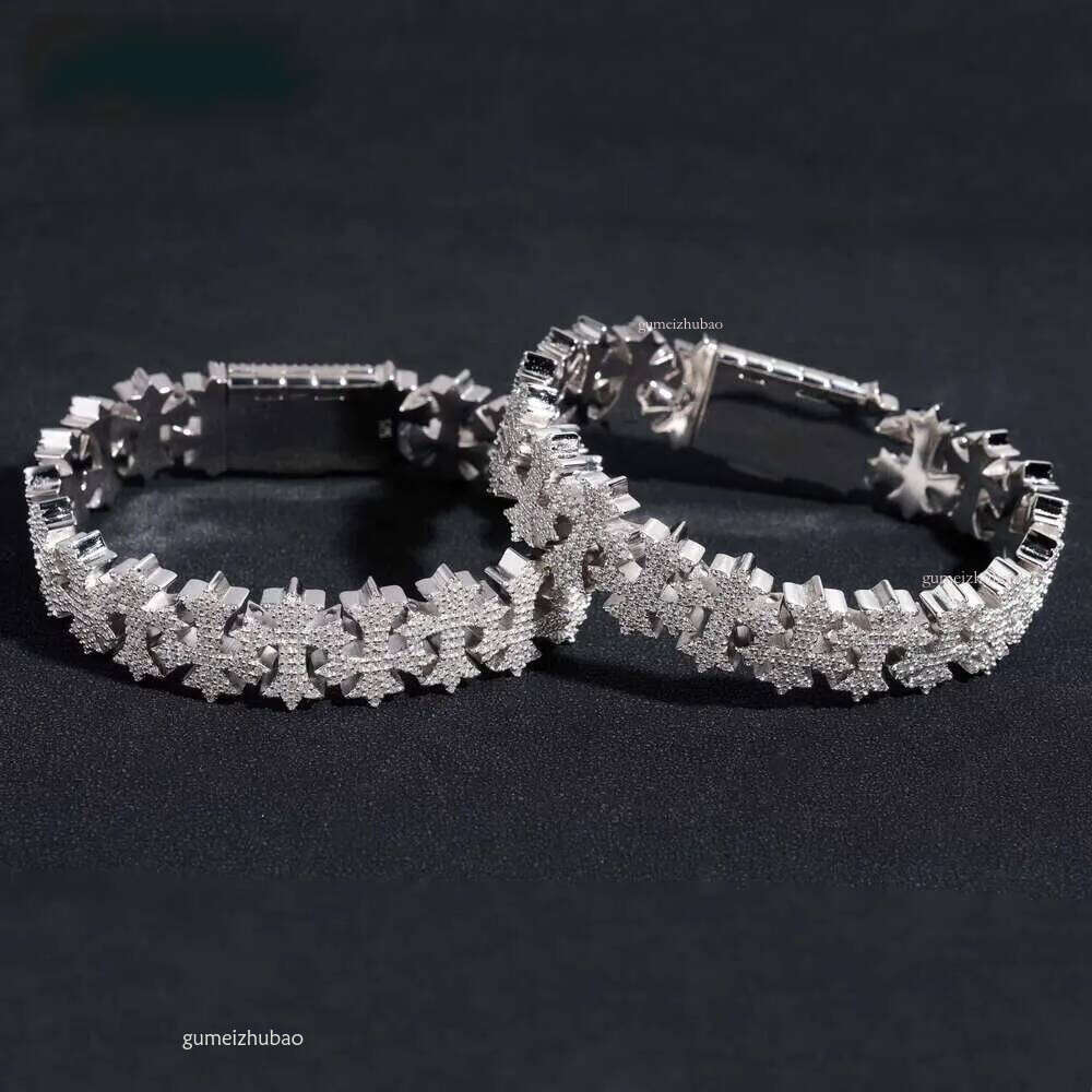 Pass Dia Tester New Design Sterling Sier 16MM Cross VVS Moissanite Cuban Link Chain