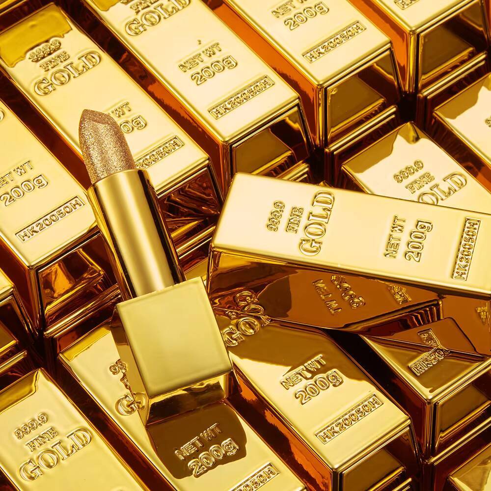 New Gold Bullion Lipstick Beauty Shiny Matte Velvet Shell Lip Glaze Fashion Lasting Lips Makeup Cosmetic happy