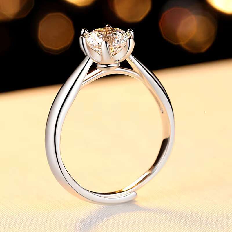 Fashion Moissanite Ring GRA Certificate Adjustable Wedding Rings Women Bulk 925 Sterling Silver Casual Rings for Ladies
