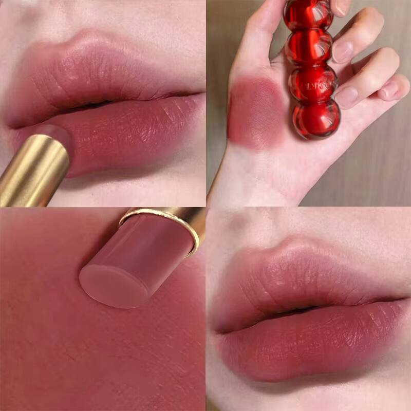 Matte Velvet Lipstick Cute Gourd Shape Easy To Wear Solid Gloss Waterproof Non-stick Cup Lip Tint Korea Makeup Cosmetics happy