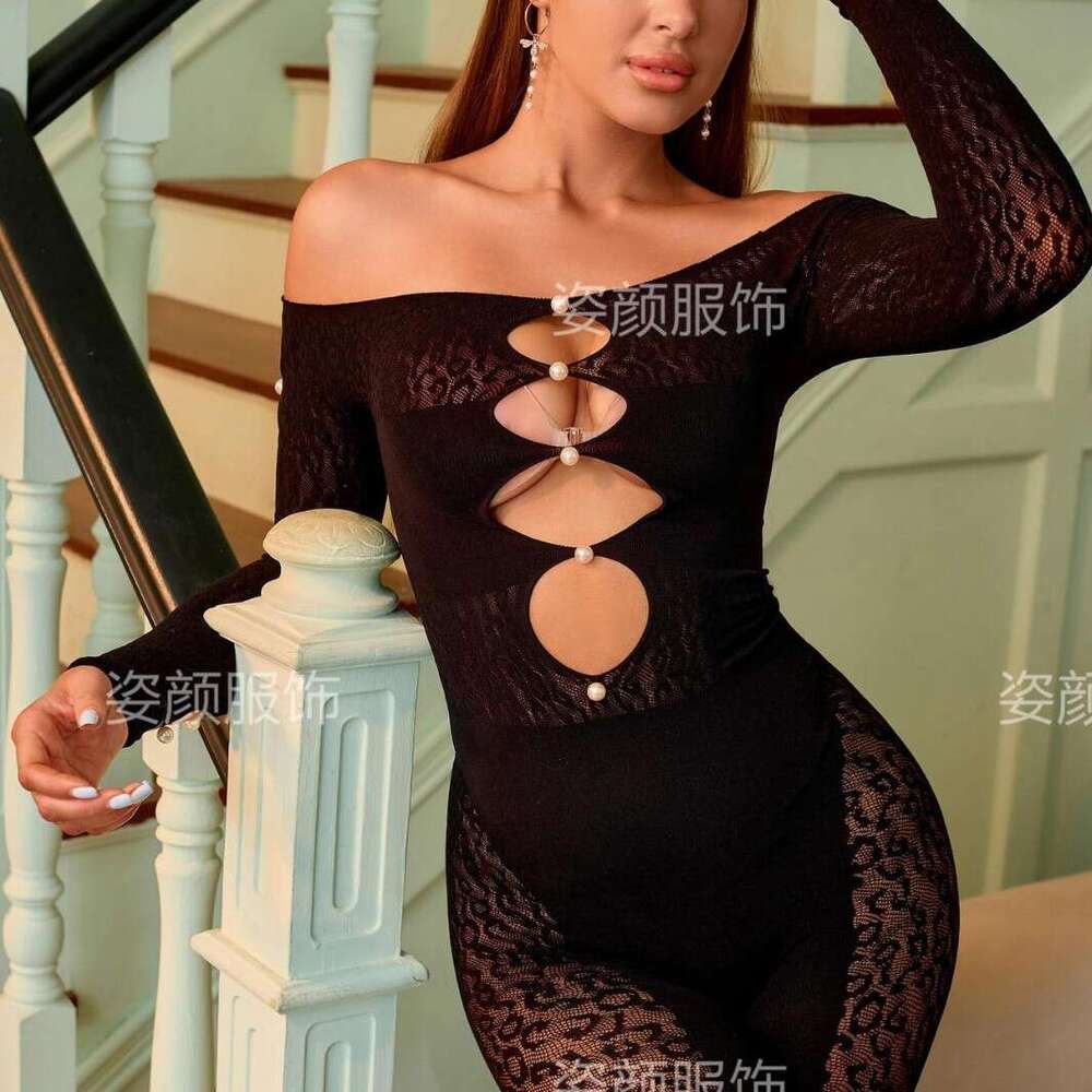 Sexy Lingerie Porn Suits DZZ Plus Size Off Shoulder Open Chest Long Sleeve Sheer Temptation Sexy Bodysuit Spell Lingerie
