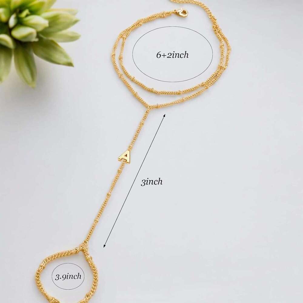 Dainty Gold Initial Bracelets Ring Bracelet Chain Hand Jewelry Gifts for Women Trendy 2025