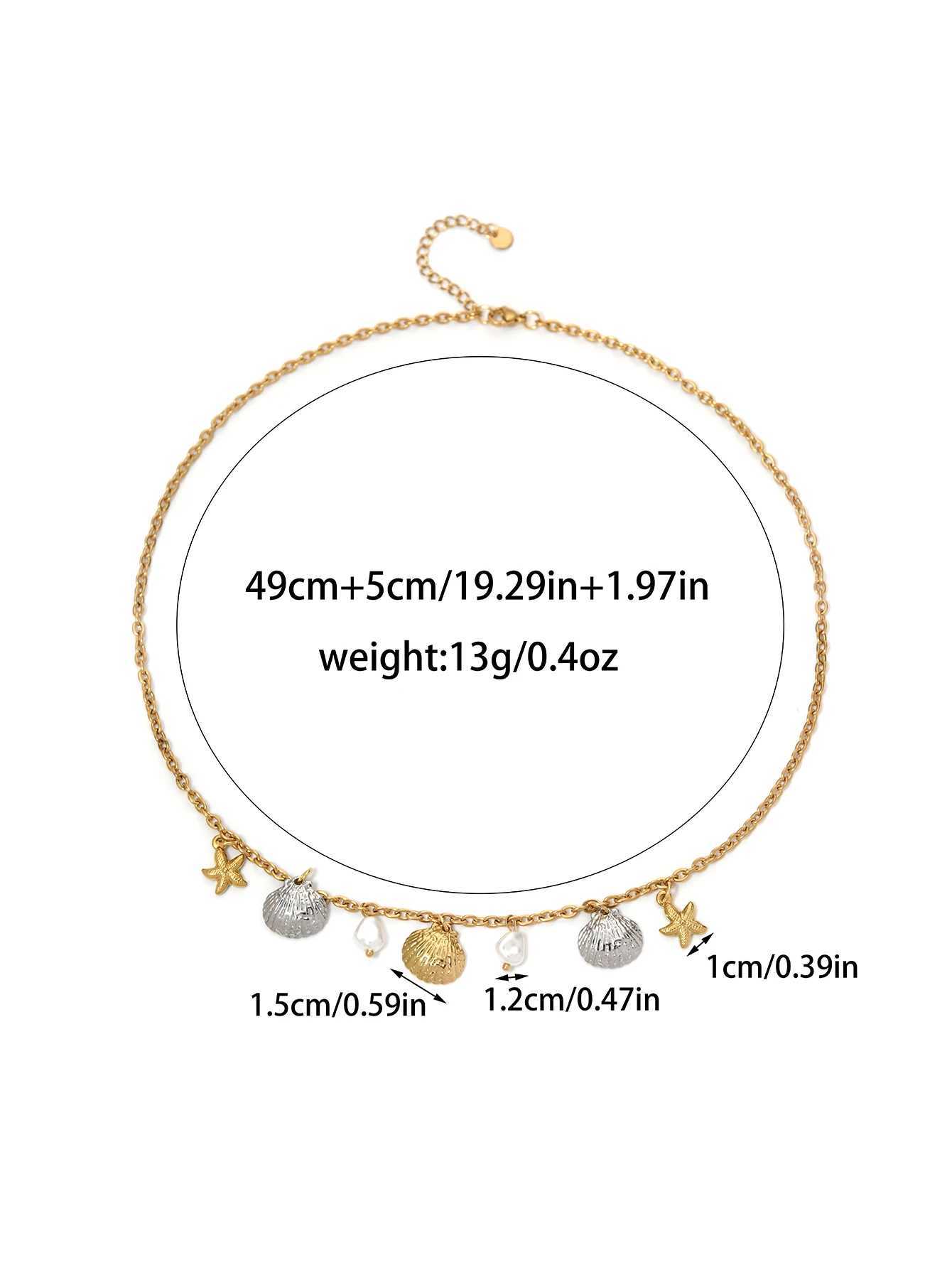 Fashion Two-color Shell Starfish Natural Pearl Pendant Necklace Stainless Steel Waterproof Pendant Necklace Unique Jewelry Gift Z250614