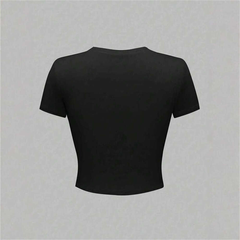 Summer New Women's Fashion Trendy Printed Slim Fit Crop Top Short Sleeve T-Shirt B5