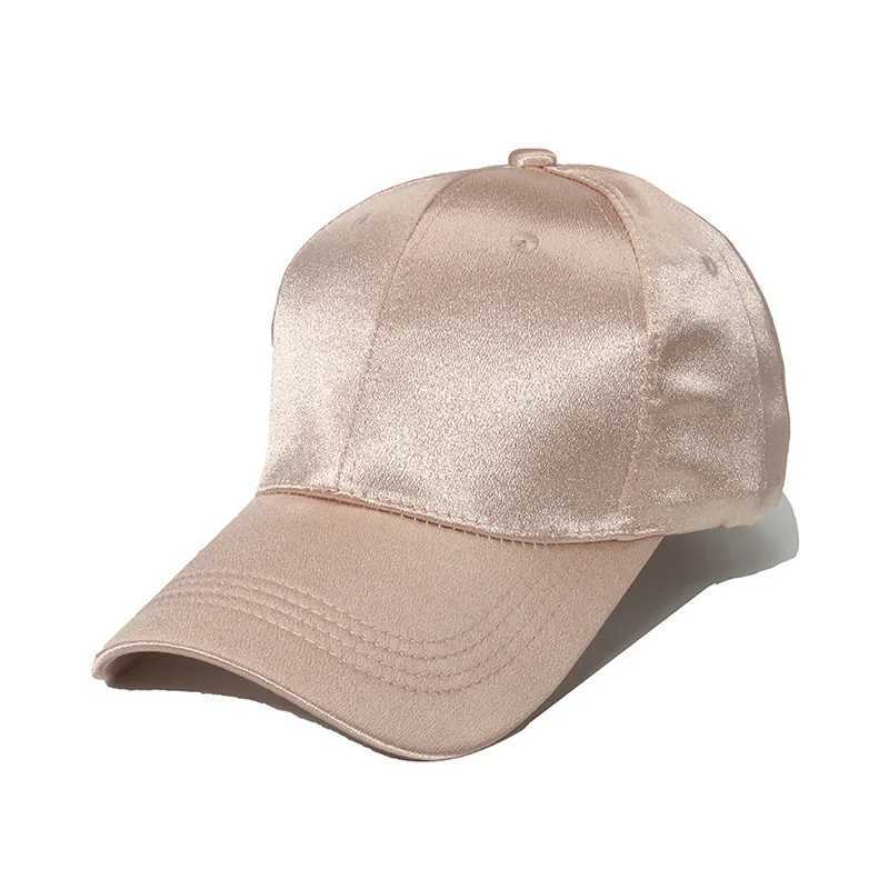 Womens Summer Solid Baseball Cap Sun Protection Silk Satin Cool Visor Snapback Hats Female Casual Outdoor Caps W250614
