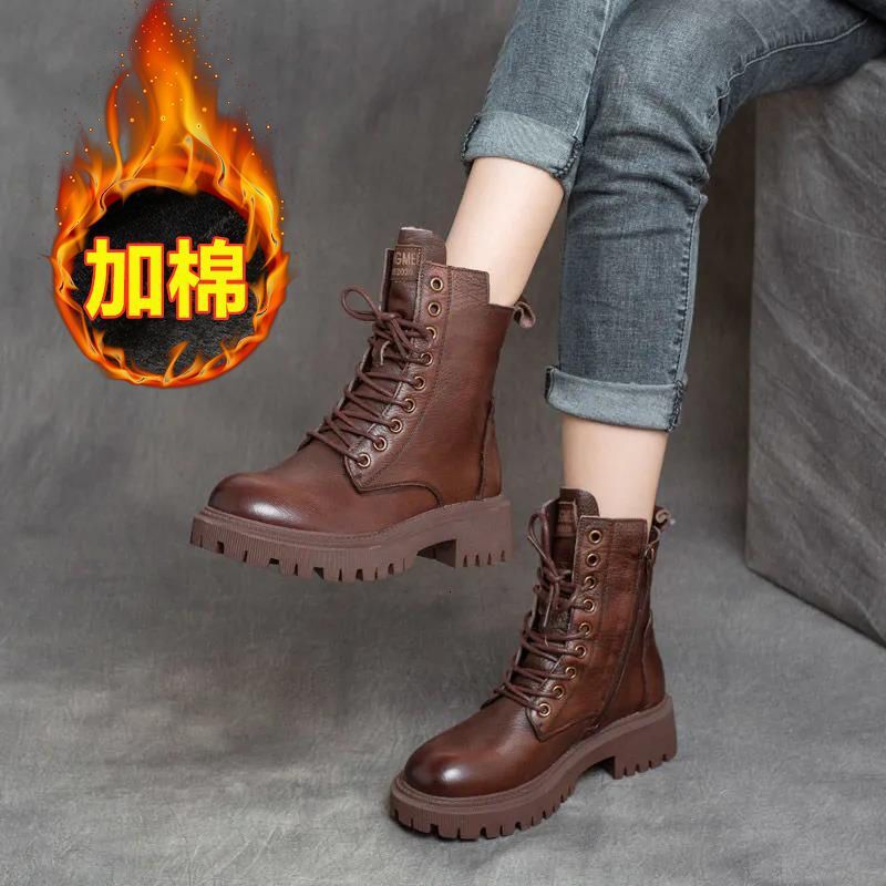 Ddmysports Women S Martin British Style Short Autumn Winter Korean Version Fleece Lined Thickened Versatile Thick Sole Boots Ins Trend Outdoor Shoes