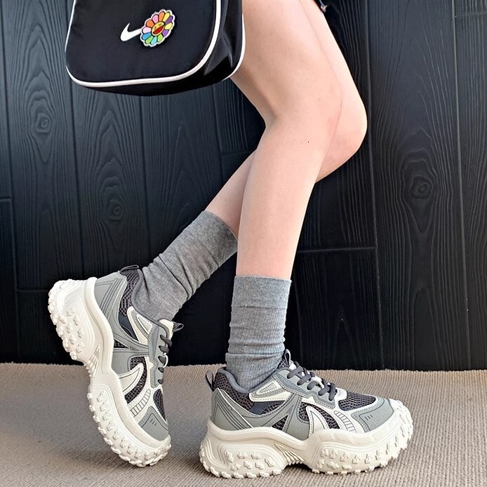 Ddmysports Spring New Thick Soled Height Increasing Lightweight Dad Shoes For Women Make Feet Look Smaller Versatile Casual Sneakers Outdoor Shoes