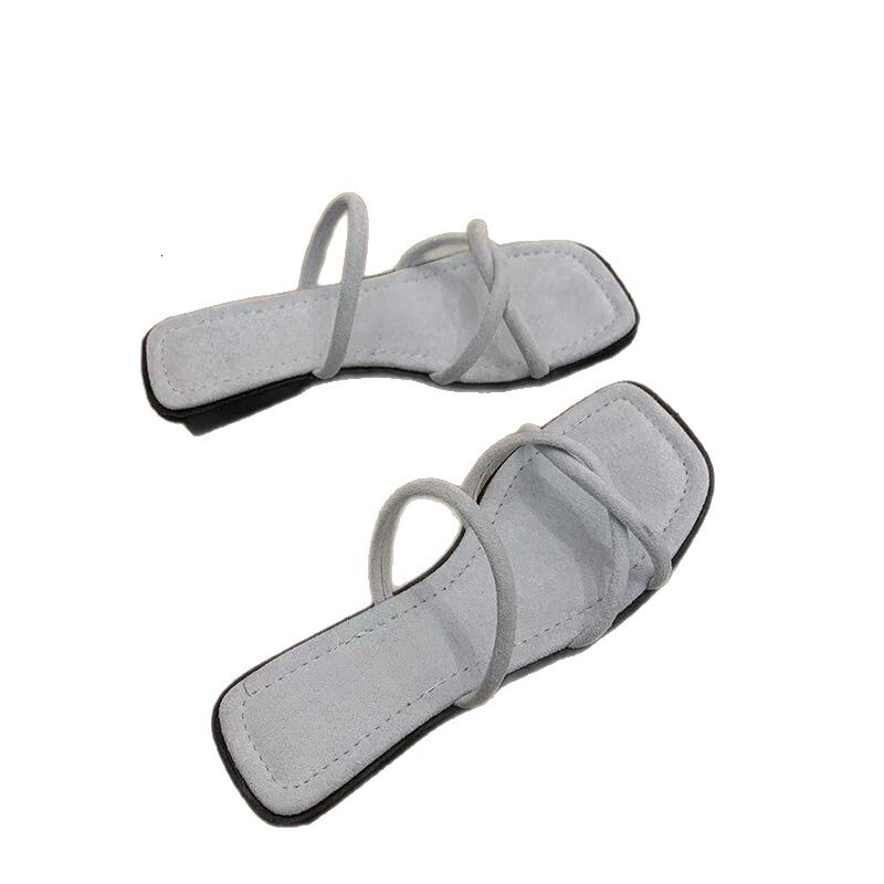 Ddmysports French Style Women S Slippers For Summer New Fashion Suede Elegant Low Block Heel Sandals To Match Dresses Outdoor Shoes