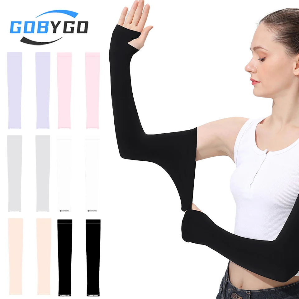 GOBYGO 1Pair Summer Ice Sleeve UF50 Sun Protection Sleeve Ice Cool Ice silk Sleeve Thin Breathable Sleeve Arm Protector Unisex 250610