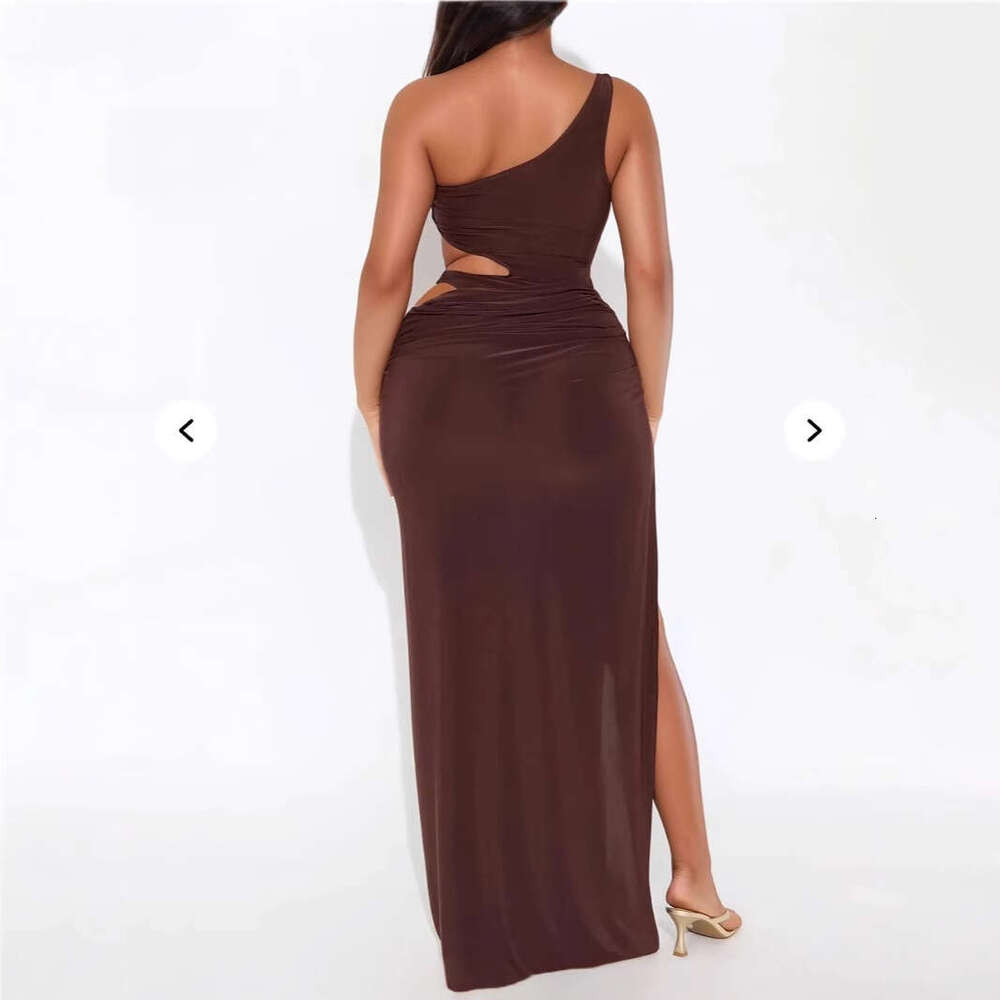 Fashion New Style Banquet Solid Color Elegant Slim Sexy Hollow Design Long Bodycon Dress For Women B5