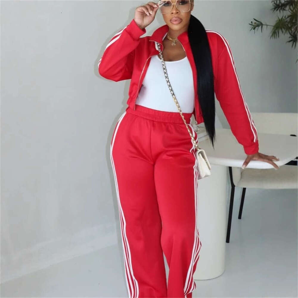 Autumn New Fashion Loose Casual Sports Style Solid Color Long Sleeve Top Jacket And Pants Set For Women B5