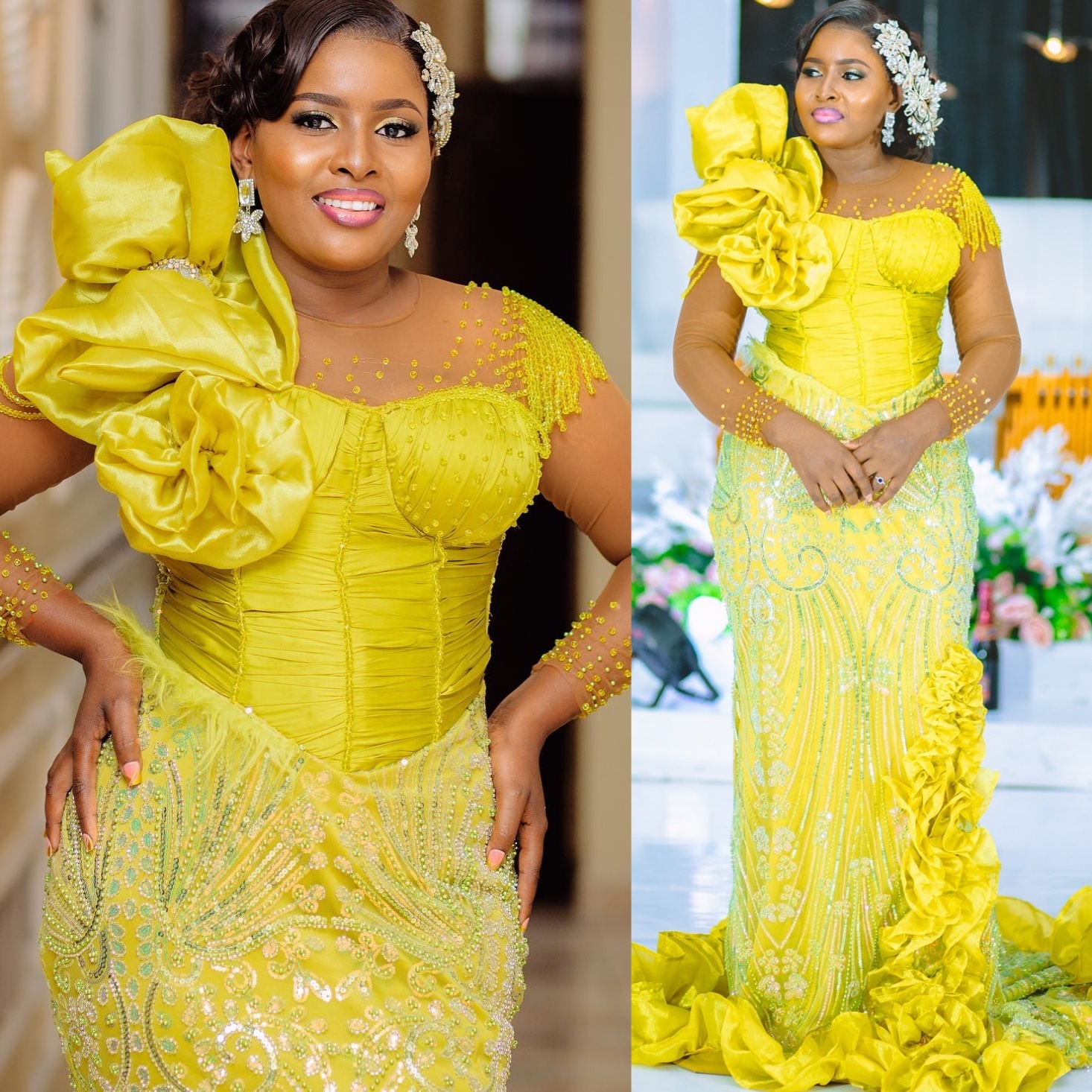 Yellow Mermaid Prom Dresses 2025 Sequined Beaded Sparkly Vintage Evening Formal Party Second Birthday Engagement Gowns Plus Size Dress For Special Occ