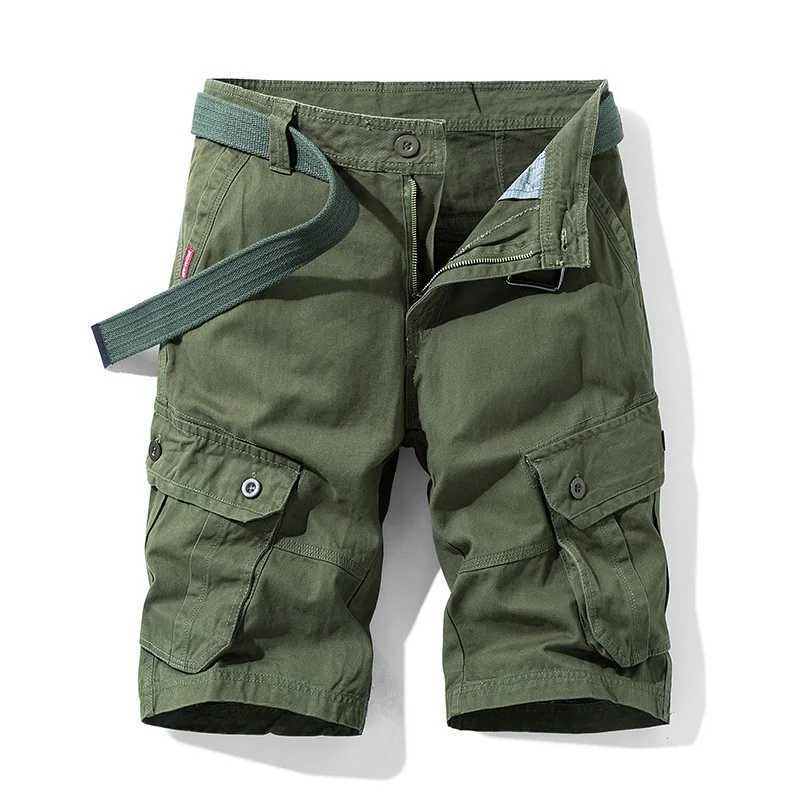 2025New Men Summer Outdoor Leisure Buttons Cargo Style Shorts Men Solid Straight Cotton Comfortable Fashion Design Short Pants W250614