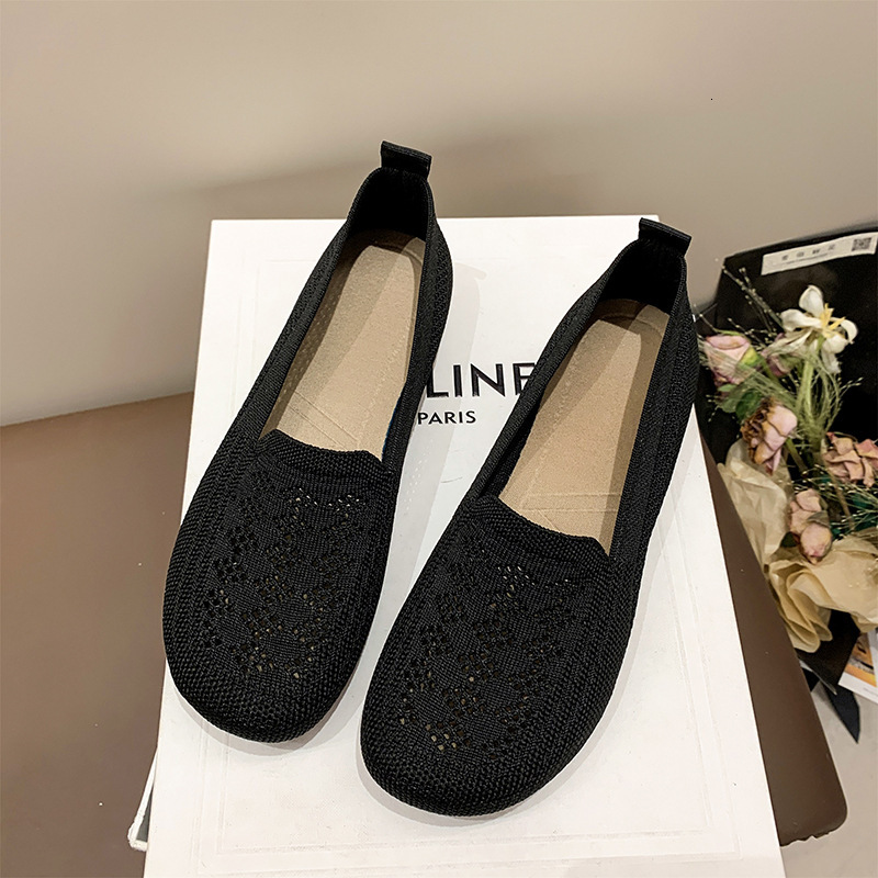Ddmyoutdoor Ddmyoutdoor Flyknit Soft Sole Women S New Summer Hollow Breathable Mesh Slip On Loafers Maternity Grandma Shoes Outdoor Outdoor Shoes