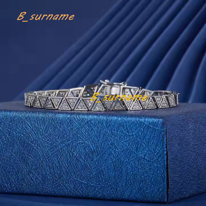 Triangle Shape 7 Inch Moissanite Diamond Tennis Bracelet 10K Gold/Silver Iced Out Luxury Universal Luxury Style for Any Occasion