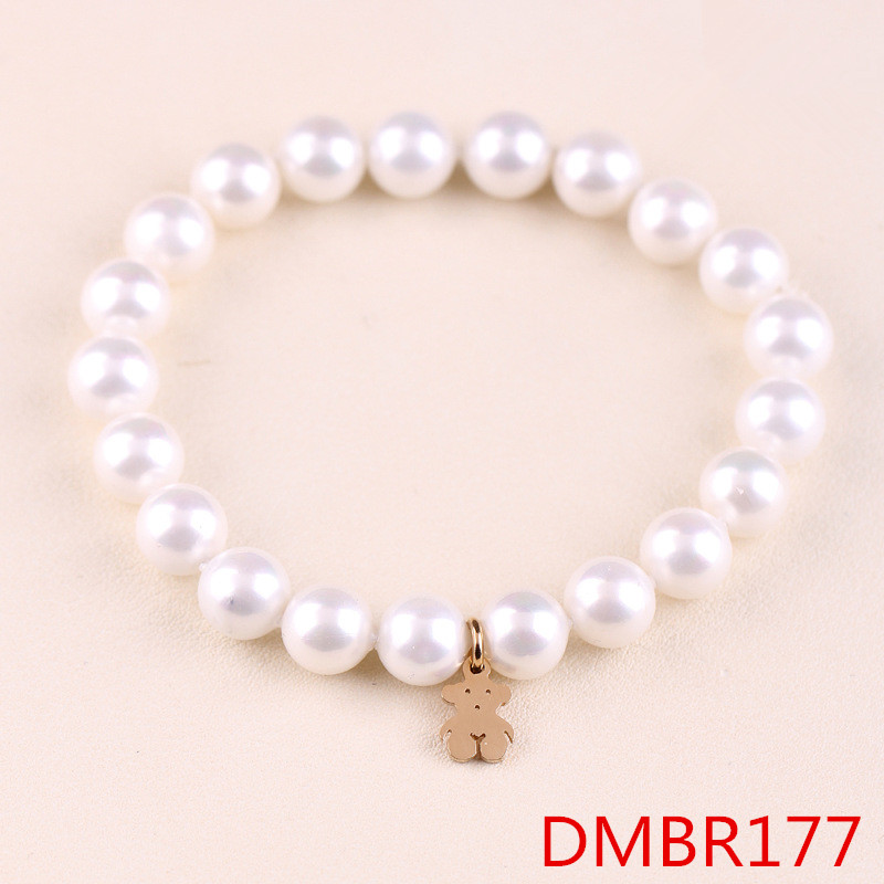 Fashion Women Men Silver Gold Bear Stainless Steel White Black Pink Pearl Adjustable Bracelets Jewelry Pulsera Gift