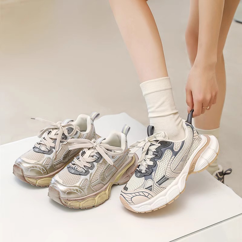 Ddmysports Dad Sneakers For New Spring Style White Thick Sole Height Increasing Women Ins Trend Versatile Niche Casual Shoes Outdoor Shoes