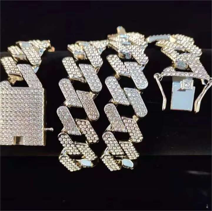 Hip Hop Cuban Link Chain Vvs Iced Out Moissanite 925 Sterling Silver Custom Moissanite Cuban Chain