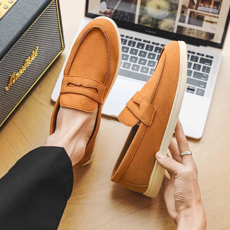 Summer Blue Mens Loafers Comfortable Suede Leather Casual Shoes Men Lightweight Slip Shoes Man Zapatos De Hombre XJ250614