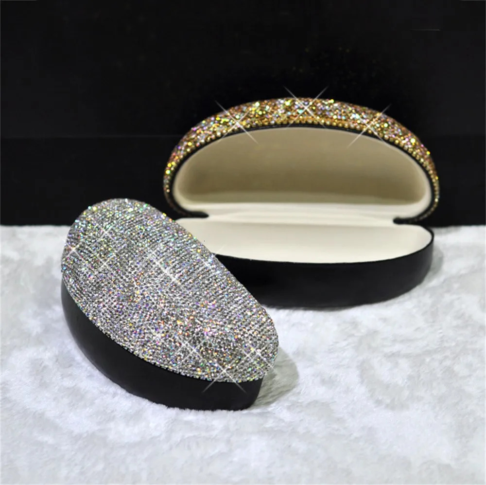 KLASSNUM Rhinestone Glitter Glasses Case Women Sparkling Sunglasses Box Bling Crystal Orgenizer Pressure Container In 250610