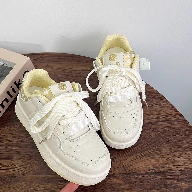 Ddmysports Korean Style White Sneakers For Women Spring New Versatile Student Thick Soled Casual Sports Shoes Trend Outdoor Shoes