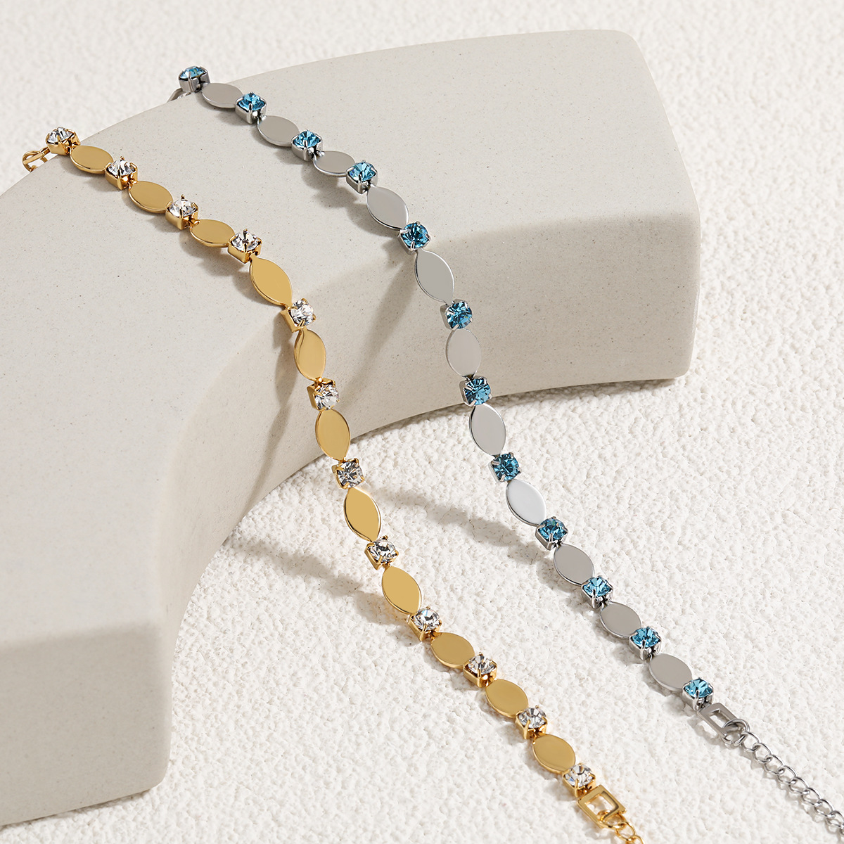 VOBIPY Fashion Bracelet Female Stainless Steel Niche Light Luxury Zircon Overlay Simple All-match Titanium Steel Hand Jewelry