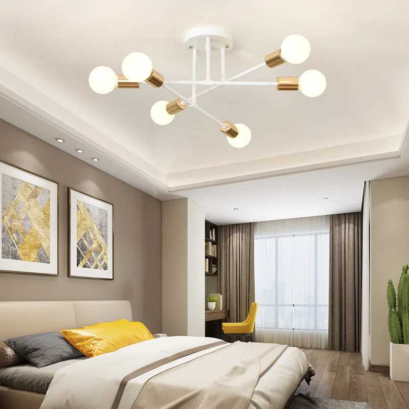 Nordic Minimalist Pendant Light Ceiling Lamp LED Chandelier Suitable for Bedrooms Living Rooms Black Gold Lighting Decoration XJ2500613