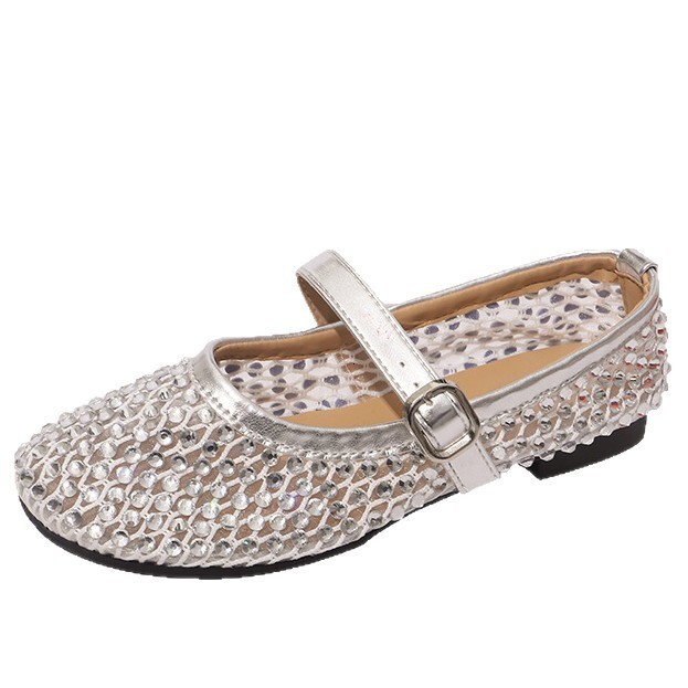 Ddmyoutdoor French Style Rhinestone Mary Jane Shoes For Women Hollow Gentle Evening Breeze Summer New Match With Skirts Flat Loafers Outdoor Shoes