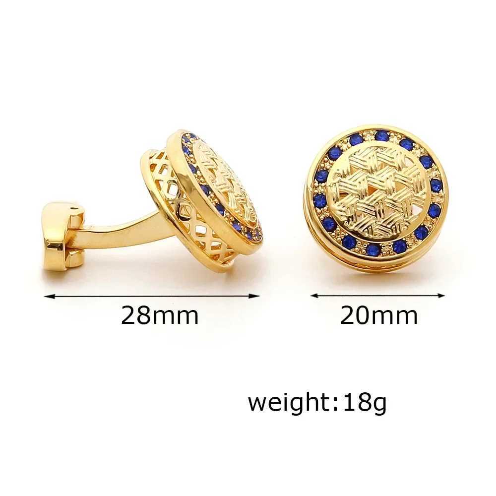 Mens Wedding Blue Rhinestone Cufflinks Golden Fashion Men Business Banquet Formal Wear Suits Buttons New Mens French Cuff Links XJ250614