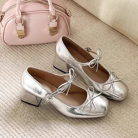 Ddmysports Spring Summer French Chunky High Heel Shallow Mouth Single New Fairy Style To Match Skirts Mary Jane Leather Shoes Outdoor Shoes