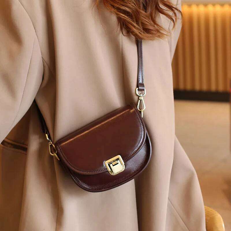 2023 New Style Real Women's Vegetable Tanned Genuine Cow Leather Single Shoulder Messenger Bag Lady Popular Purse