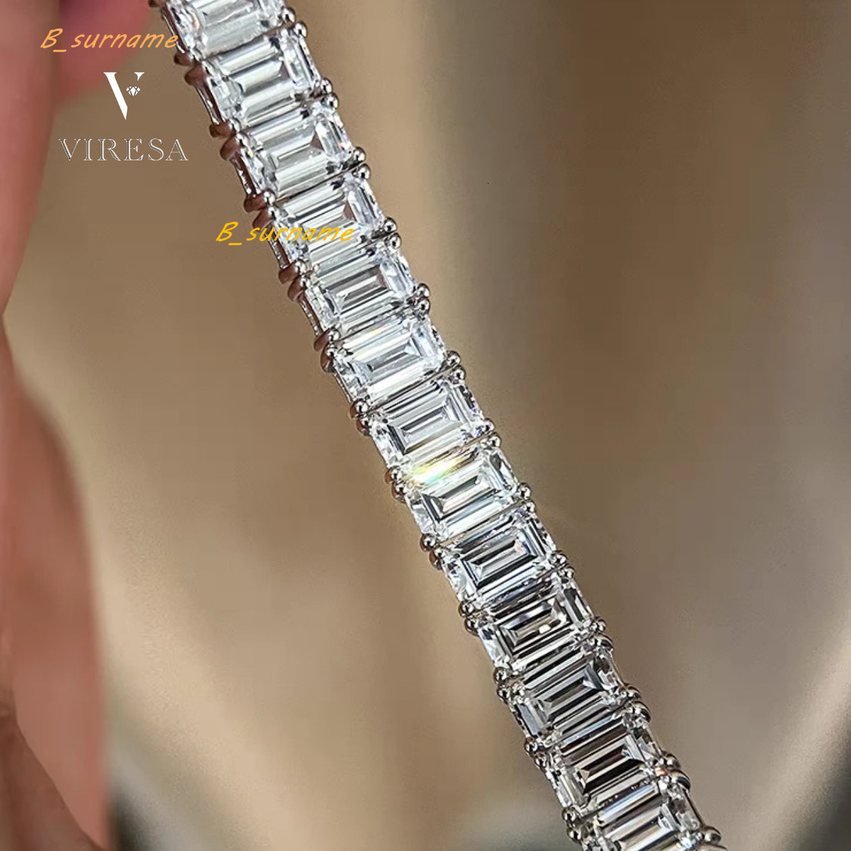 Hip Hop Style Sterling Silver Moissanite Tennis Chain Bracelet Unique Gemstone Jewelry Series