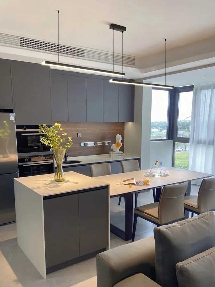 LED Pendant light long restaurant chandelier modern minimalist office lighting Nordic bar table lamps Kitchen Island lamp black XJ2500613